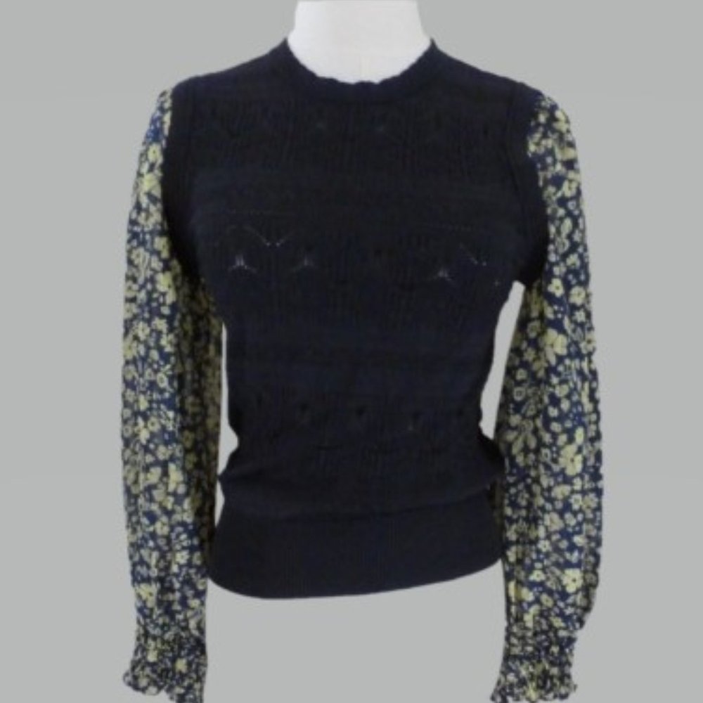 Anthropologie Current Air S Navy Long Sleeve Top